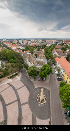Bird eye view of Szekszard, Bela square-stock-foto