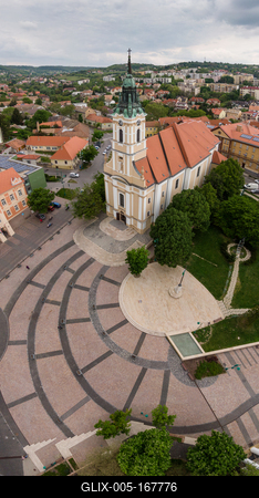 Bird eye view of Szekszard, Bela square-stock-foto