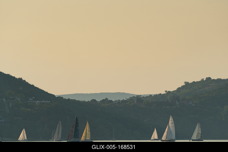 ZAMARDI - JULY 29 : Sailing boats compete on 52.nd Kékszalag championship at the Lake Balaton on 29 July 2020 in Zamardi, Hungary.-stock-foto
