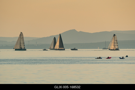ZAMARDI - JULY 29 : Sailing boats compete on 52.nd Kékszalag championship at the Lake Balaton on 29 July 2020 in Zamardi, Hungary.-stock-foto