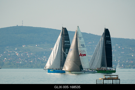 ZAMARDI - JULY 29 : Sailing boats compete on 52.nd Kékszalag championship at the Lake Balaton on 29 July 2020 in Zamardi, Hungary.-stock-foto