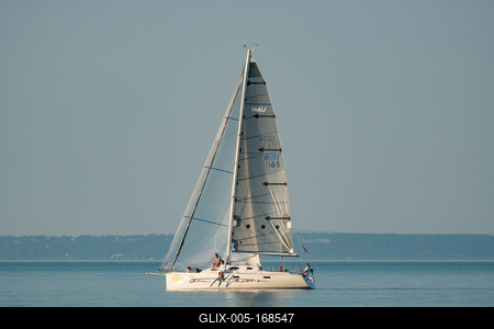 ZAMARDI - JULY 29 : Sailing boats compete on 52.nd Kékszalag championship at the Lake Balaton on 29 July 2020 in Zamardi, Hungary.-stock-foto