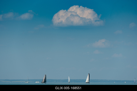 ZAMARDI - JULY 29 : Sailing boats compete on 52.nd Kékszalag championship at the Lake Balaton on 29 July 2020 in Zamardi, Hungary.-stock-foto
