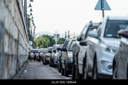 Many cars travelling on a road-stock-foto