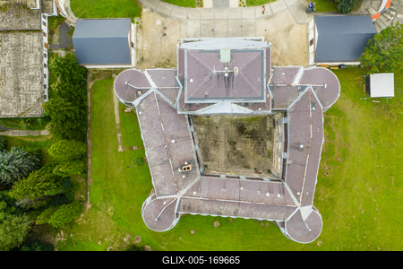 Aerial photo of  beautiful Batthyany castle, Kormend-stock-foto