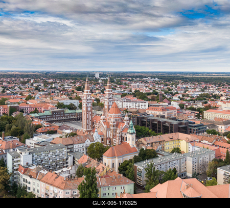 aerial photo of  beautiful Szeged with cloudy sky-stock-foto