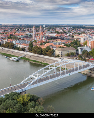 aerial photo of  beautiful Szeged with Tisza-stock-foto