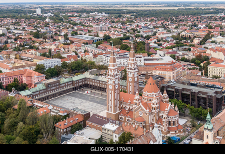 aerial photo of  beautiful Szeged with cloudy sky-stock-foto