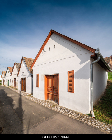 Wine cellars in a row in Southern Hungary in Palkonya village-stock-foto