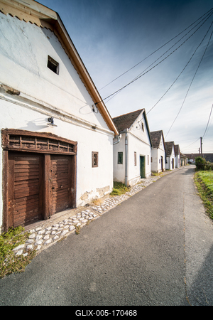 Wine cellars in a row in Southern Hungary in Palkonya village-stock-foto