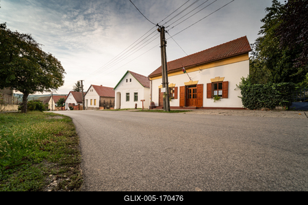 Wine cellars in a row in Southern Hungary in Palkonya village-stock-foto