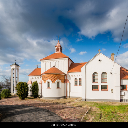 Church in fonyod, balaton, called Nagyboldogasszony templom-stock-foto