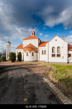 Church in fonyod, balaton, called Nagyboldogasszony templom-stock-foto