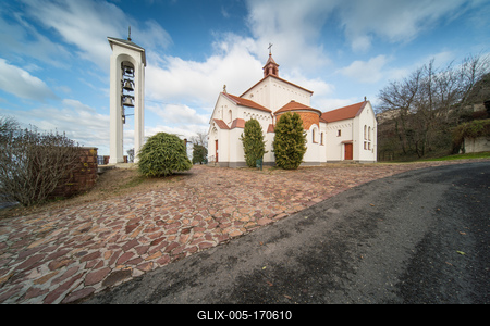 Church in fonyod, balaton, called Nagyboldogasszony templom-stock-foto