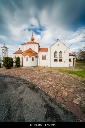 Church in fonyod, balaton, called Nagyboldogasszony templom-stock-foto