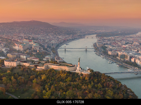 aerial view of Citadella Budapest-stock-foto