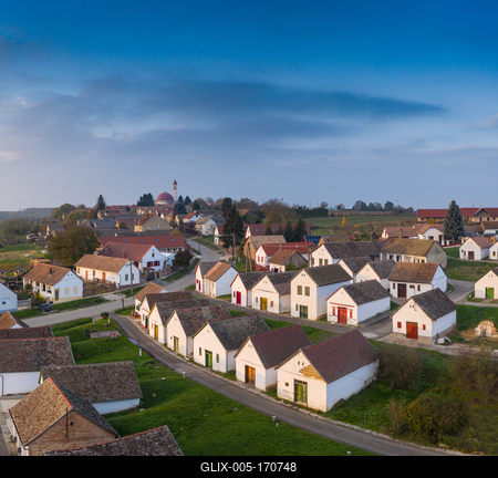Wine cellars in a row in Southern Hungary in Palkonya village-stock-foto