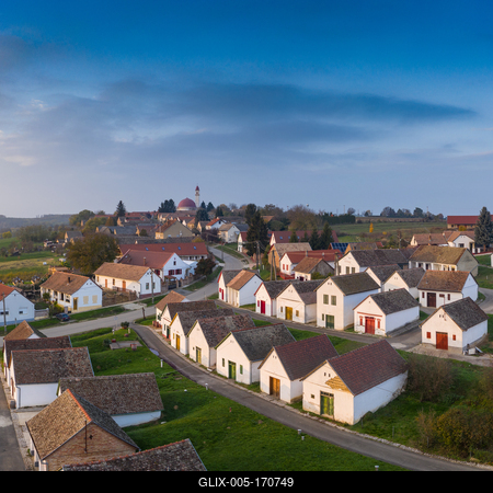 Wine cellars in a row in Southern Hungary in Palkonya village-stock-foto