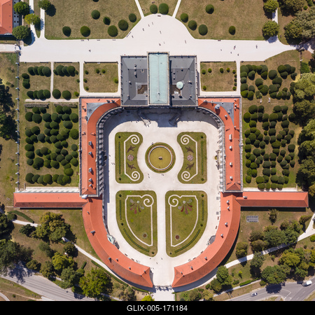 Top down view of beautiful Eszterhazy Castle in Fertod, Hungary-stock-foto