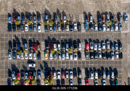 Aerial drone view above cars at parking-stock-foto