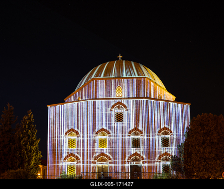 Szechenyi square in Pecs before Christams-stock-foto