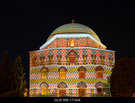 Szechenyi square in Pecs before Christams-stock-foto