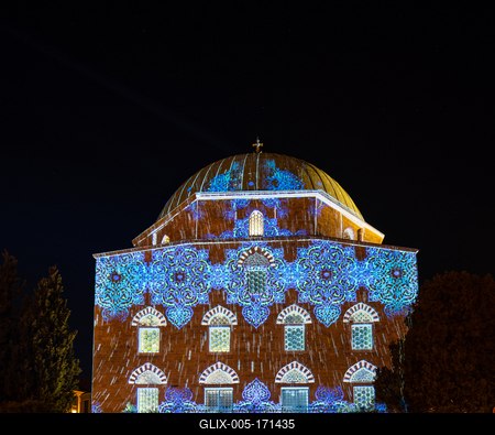 Szechenyi square in Pecs before Christams-stock-foto