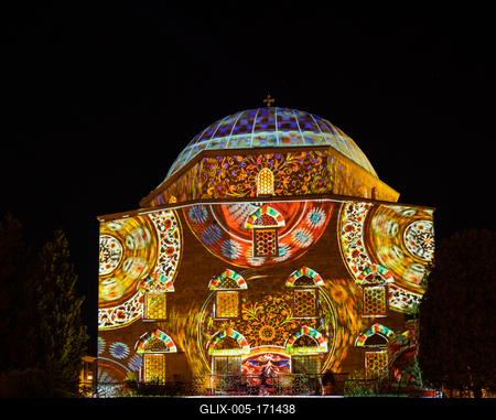 Szechenyi square in Pecs before Christams-stock-foto