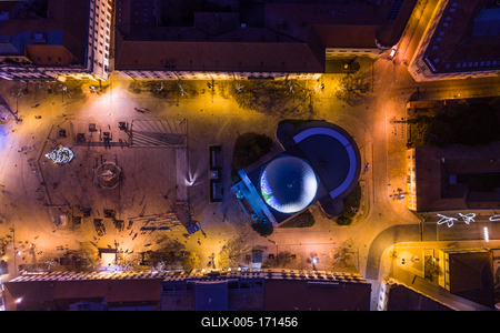 Szechenyi square in Pecs before Christams, top down view-stock-foto