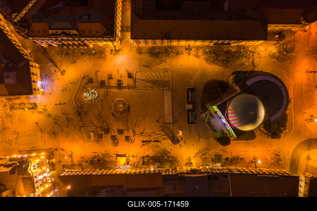 Szechenyi square in Pecs before Christams, top down view-stock-foto