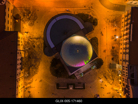 Szechenyi square in Pecs before Christams, top down view-stock-foto
