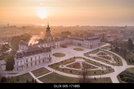Festetics Castle in Aerial photo of Keszthely, Hungary-stock-foto