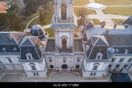 Festetics Castle in Aerial photo of Keszthely, Hungary-stock-foto