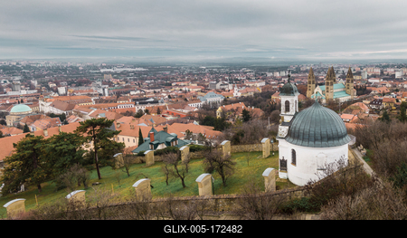 Chapel in Pecs, hungary with cloudy sky-stock-foto