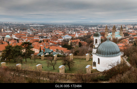 Chapel in Pecs, hungary with cloudy sky-stock-foto