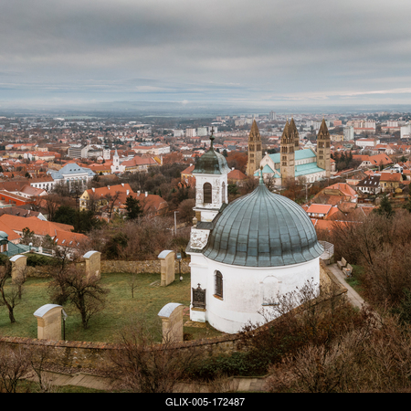 Chapel in Pecs, hungary with cloudy sky-stock-foto