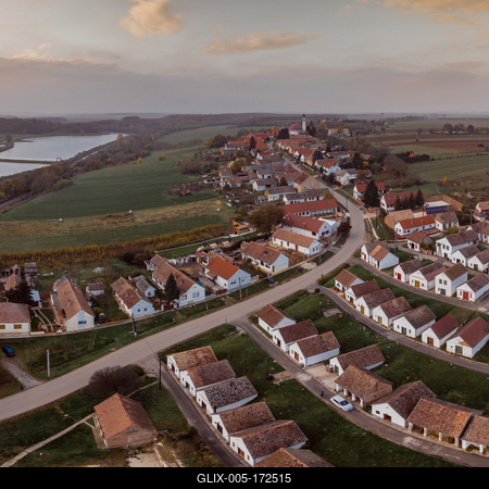 Wine cellars in a row in Southern Hungary in Palkonya village-stock-foto