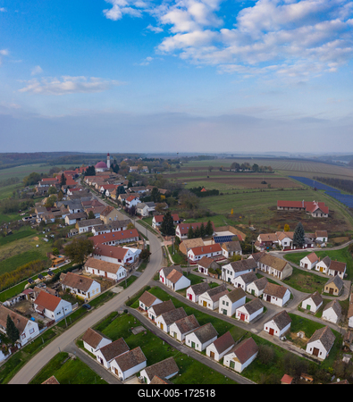 Wine cellars in a row in Southern Hungary in Palkonya village-stock-foto