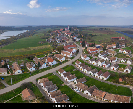 Wine cellars in a row in Southern Hungary in Palkonya village-stock-foto