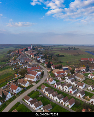 Wine cellars in a row in Southern Hungary in Palkonya village-stock-foto