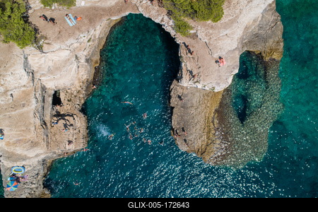 Aerial view of Rocky beach near Pula, Croatia-stock-foto