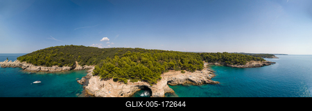 Aerial view of Rocky beach near Pula, Croatia-stock-foto