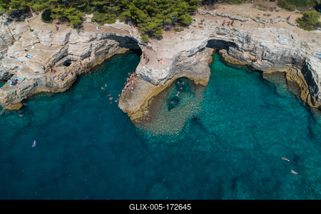 Aerial view of Rocky beach near Pula, Croatia-stock-foto