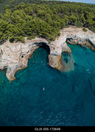 Aerial view of Rocky beach near Pula, Croatia-stock-foto