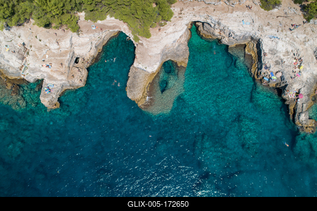 Aerial view of Rocky beach near Pula, Croatia-stock-foto