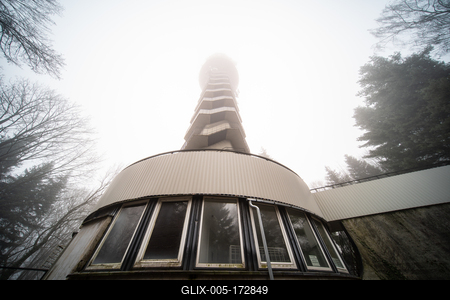 Tv tower in Zalaegerszeg with foggy sky-stock-foto