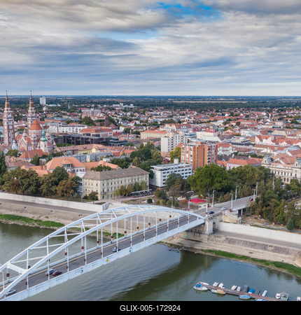 aerial photo of  beautiful Szeged with cloudy sky-stock-foto