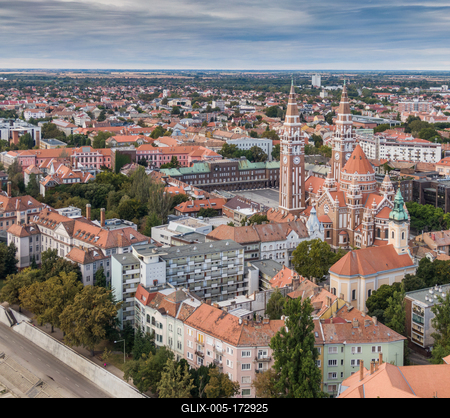 aerial photo of  beautiful Szeged with cloudy sky-stock-foto