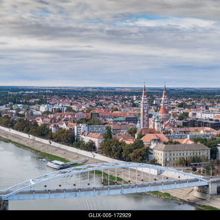 aerial photo of  beautiful Szeged with cloudy sky-stock-foto