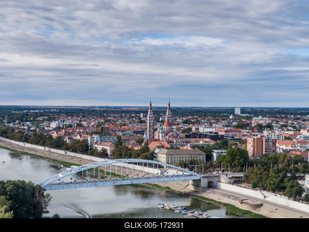 aerial photo of  beautiful Szeged with cloudy sky-stock-foto